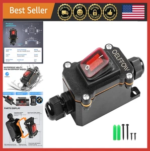 Wasserdicht Kippschalter Doppelsteckdose Rotlicht Wippe 20A-125V IP66 - Bild 1 von 7