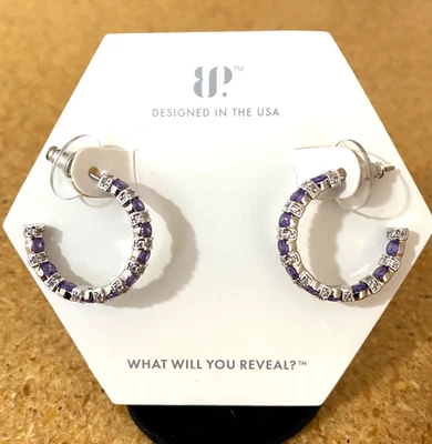 Pendientes de fiesta BP Bomb topacio púrpura oscuro circonita cúbica chapado en rodio nuevos con etiquetas $128 Foto 1 de 4