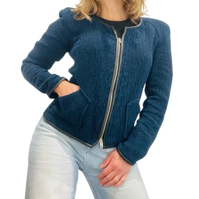 Isabel Marant Size 2 ( AU 8 - 10) Blue Linen Leather Trim Jacket Blazer  - Image 1 of 4