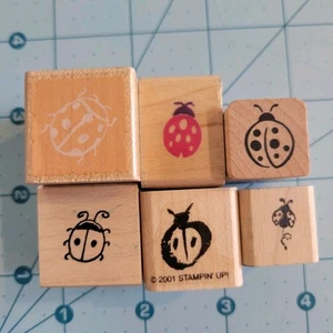 Lot Of 6 Small LADYBUGS Wood Rubber Stamps Hero Arts Stampendous Claudia Rose  - Picture 1 of 3