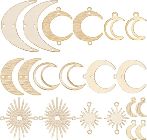 1 Box 40Pcs 10 Style Real 24K Gold Plated Sun and Moon Charms Bulk Gold Sun Char - Picture 1 of 12