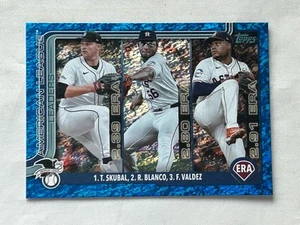 2025 Topps MLB League Leaders ERA T.Skubal R.Blanco F.Valdez Blue Foil 125/150 - Picture 1 of 13