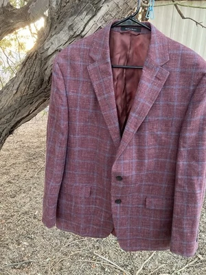 Lauren Ralph Lauren Blazer Mens 42R Long Burgundy Solid Wool Silk Linen Blend261 - Image 1 of 4
