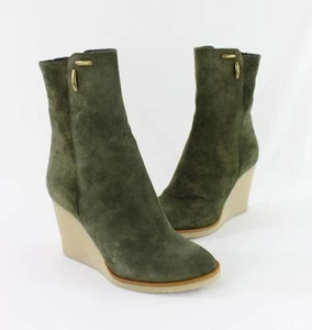 Cordani NWOB Olive Green Suede Floriana Wedge Bootie Boot Heel Shoe Size 6 - Picture 1 of 5