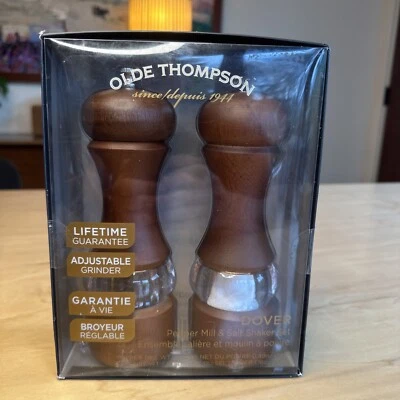 Olde Thompson (Dover) Wood Salt Shaker and Pepper Mill Set Lifetime Warranty NIB - Image 1 of 4