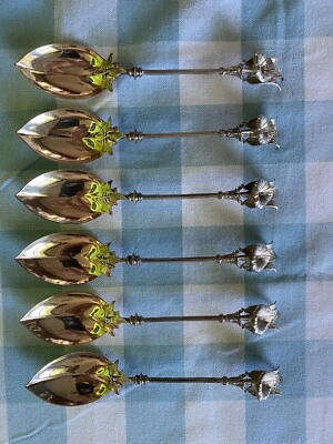 Juego de 6 cucharas de helado Gorham Morning Glory - casi nuevas oro rosa vermeil Foto 1 de 4