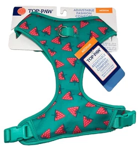 MEDIUM Top Paw Adjustable Comfort Fashion Dog Harness Green W/Strawberries! - Picture 1 of 9