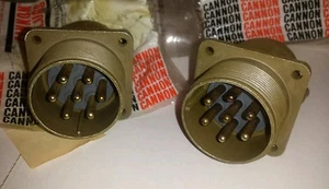 Qty-2 male only MS3100R24-10P CANNON 7 PIN MALE PANEL MOUNT PLUG 2 PCS - Picture 1 of 2