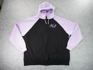 Animal Rescue Site Womens 2XL Black Purple Wings Paw Print Cat Dog Full Zip Y2K - Picture 1 of 9