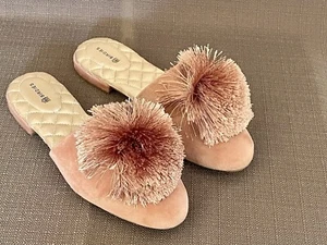 Birdies The Songbird Pantoletten Rouge Rosa Gr. 8 Samt Bommel Flats - Bild 1 von 10