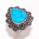 Blue Turquoise Gemstone Vintage Handmade 925 Sterling Silver Ring 7 Us Gsr-1823
