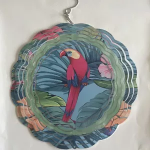Hanging Wind Spinner 10" 3D Parrot, Tropical Handmade - Picture 1 of 3