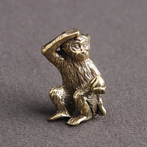 Brass Monkey Figurines Statuette Copper Tea pet Fengshui Gifts Sculptures - Picture 1 of 6