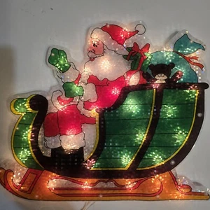 Northlight 17" Double-sided Lighted Santa Christmas Sleigh Window Silhouette - Picture 1 of 7