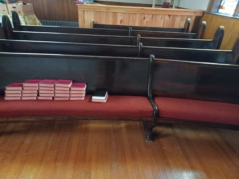 Vintage Church Pew Bench approximately 11 Ft length. Over 100 Years Old Cover
