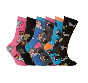 3-12 Pairs Ladies Womens Novelty Design Socks Retro Cotton Blend Designer Adults - Picture 1 of 13
