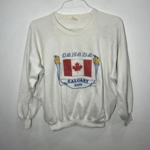 Camisa De Colección 1988 Juegos Olímpicos de Calgary Manga Larga Talla M Años 80 Juegos de Invierno Canadá - Imagen 1 de 5