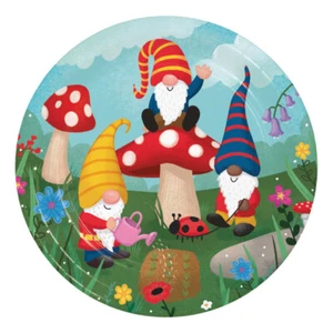 Gnomes Party Supplies Paper Dinner Plates 8 Pack Birthday Boy Girl Tableware - Picture 1 of 1