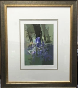 Modern Abstract Bluebell Flowers Photograph Print Framed Wall Art 46cm x 53cm - Picture 1 of 13