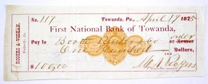 Vintage 1875 SCHECK National BANK of Towanda, Pennsylvania REVENUE Printed 2c STAMP - Bild 1 von 7