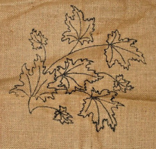 Vintage Primitive Hooked Rug Pattern  on Burlap Maple Leaves Rittermere 20"