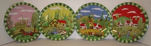 Cornerstone Creations Farm Scene Salad Plate Horse Buggy Barn Cow 8" Set of 4 - Photo 1/7