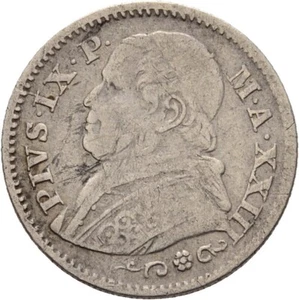 Italien 10 Soldi Pius IX., 1868  Silber 2,4 g Original Münze #FAO27 - Bild 1 von 2