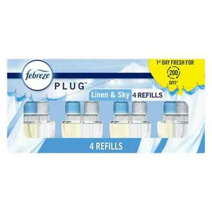 Febreze Plug In Air Freshener,Odor-Fighting Scented Oil Refill,Linen/Sky,4Refill - Picture 1 of 16
