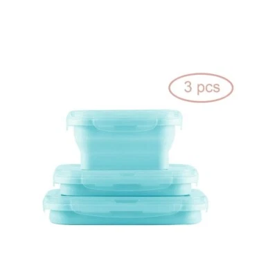 Fodable Silicone Food Storage Containers Lunch Box Medium Set of 3, Mint Green - Image 1 of 4