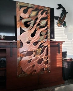 Metal wall art indoor outdoor abstract hanging flames copper 48" sculpture decor - Picture 1 of 4