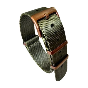 Bronze PVD NATO Watch Strap Band Nylon Military MOD Army 20mm 22mm Green Mens UK - Picture 1 of 9
