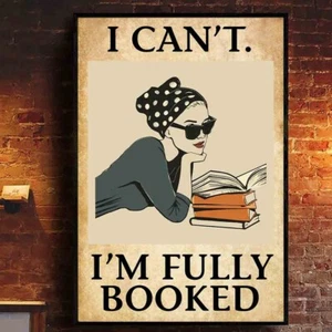 Non posso essere completamente prenotato ragazza pigra bugia lettura citazione libro divertente carta da parati poster - Foto 1 di 5