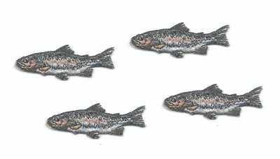 Small Realistic Rainbow Trout Patch Game Fish Embroidered Lot of 4 Iron on - Image 1 of 3