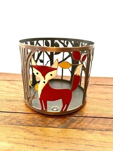 Bath & and Body Works Fox and leaves 3-Wick Candle Sleeve Holder fall bronze - Picture 1 of 8