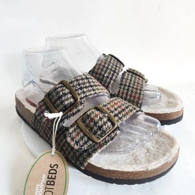 Nueva Sandalia Helga Blanca Montaña Espiga Cuadros Imitación Piel de Oveja Multi Talla 8 M Foto 1 de 4