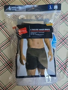 Paquete de 4 calzoncillos boxer Hanes sin etiquetas para hombre talla L 36-38" cintura algodón cómodo suave - Imagen 1 de 8