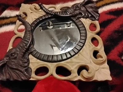Vintage Elephant Frame Accent Mirror 80’s Wall Decor  13" X 13” - Image 1 of 4