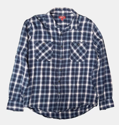 Camisa de franela Arizona Jean Co para hombre L azul y blanco a cuadros mangas largas Foto 1 de 4