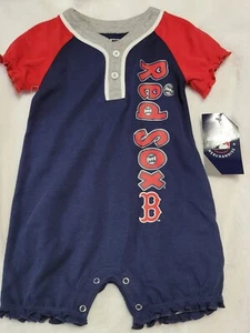 Boston Red Sox One Piece Baby 18 Mo Blue Girls & 6 Pck Reebok Socks W/grip - Picture 1 of 7