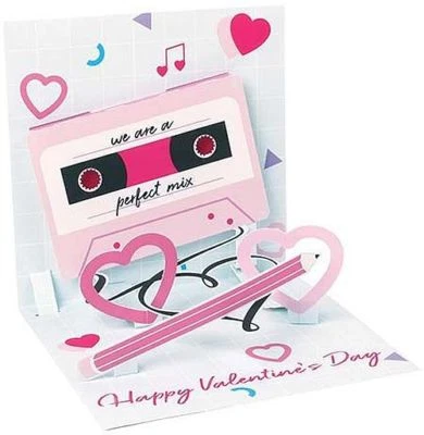 Perfect Mix Tape Valentine Greeting Card Valentine's Day 3D Pop Up Card Boombox  - Image 1 of 2