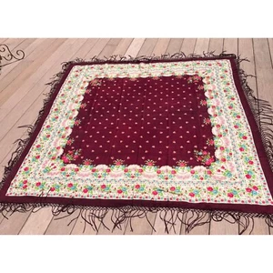 Antik 1909 Rumänische Textilkunst Wolle Blumen Schal Handgebunden Fransen Floral - Bild 1 von 10