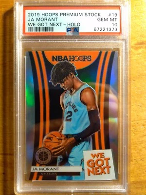 JA MORANT 2019 HOOPS PREMIUM WE GOT NEXT SILVER HOLO PRIZM RC #19 PSA 10 GEM MT* - Image 1 of 3
