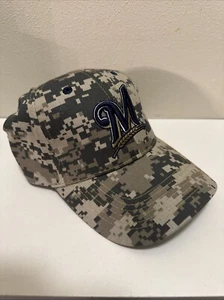 Milwaukee Brewers Camo Camoflauge Miller High Life Hat Adjustable Cap Brand New - Picture 1 of 5