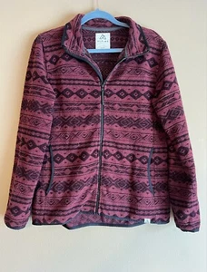 Alpine Design Womens Size M Maroon Southwest Print Fleece Full Zip Jacket - Picture 1 of 3