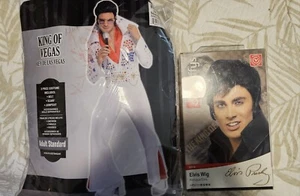 King Of Vegas Costume Elvis Style White Jumpsuit Adult Standard Size With Wig - Picture 1 of 1