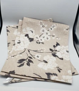 Nicole Miller Home placemats set of 3 tan brown floral white - Picture 1 of 3