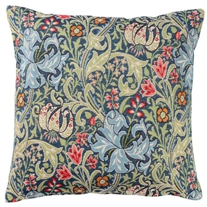 William Morris Golden Lily Tapestry Cushion in Vintage Sapphire Blue. 17x17" - Picture 1 of 4
