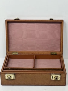 Beautiful vintage pigskin leather travelling jewellery box vanity case - Picture 1 of 11