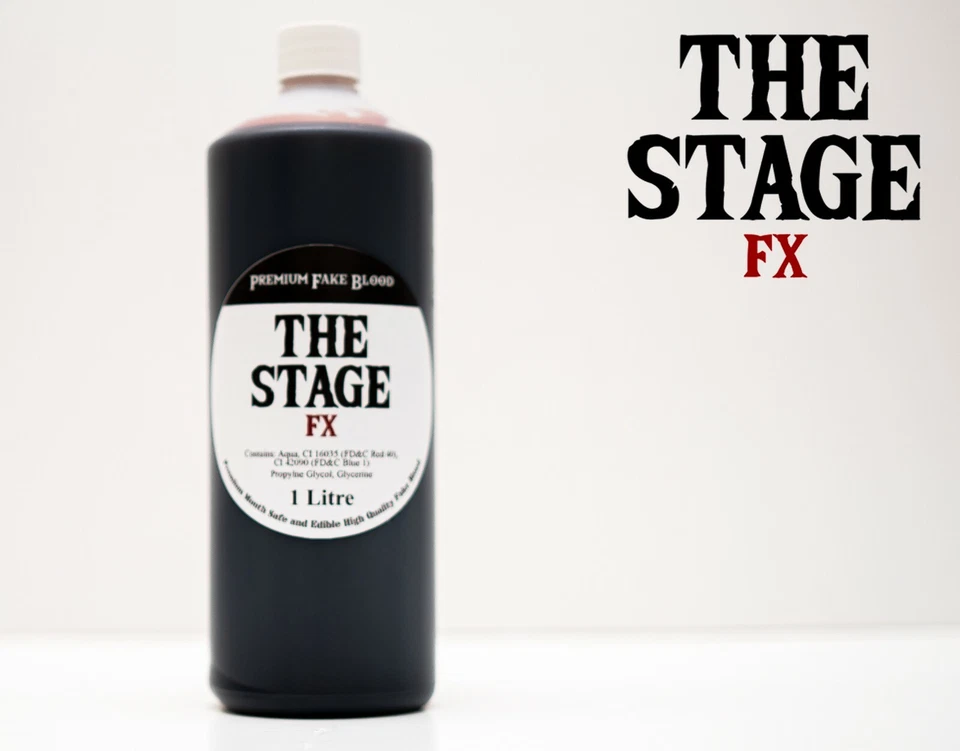 THE STAGE FX 1 Litre Fake Blood EDIBLE Mouth Safe Halloween Theatrical Makeup UK
