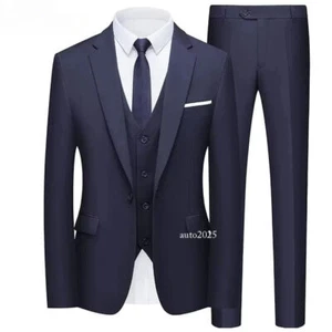 Suit Men Wedding 3 Pieces 2 Sets Jackets Vest Pants Blazers Full Coats - Picture 1 of 54